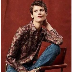 J.Crew Collection Silk Twill Shirt in Jungle Cat Size 10 NWT